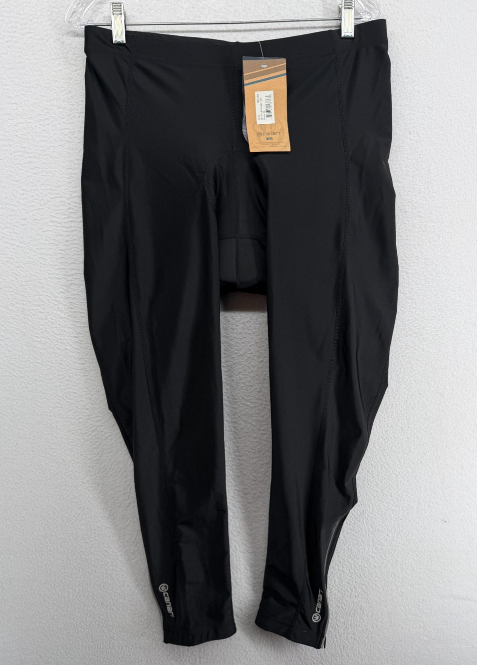 CANARI Pants Mens XL Pro Elite Gel Cycling Tight Padded Ankle Zip Black NEW